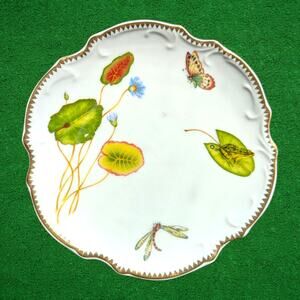 Set of 4 I. Godinger & Co Tivoli dessert plates ~ Lily pads frog butterfly